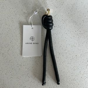 Anine Bing saffron black leather key ring chain